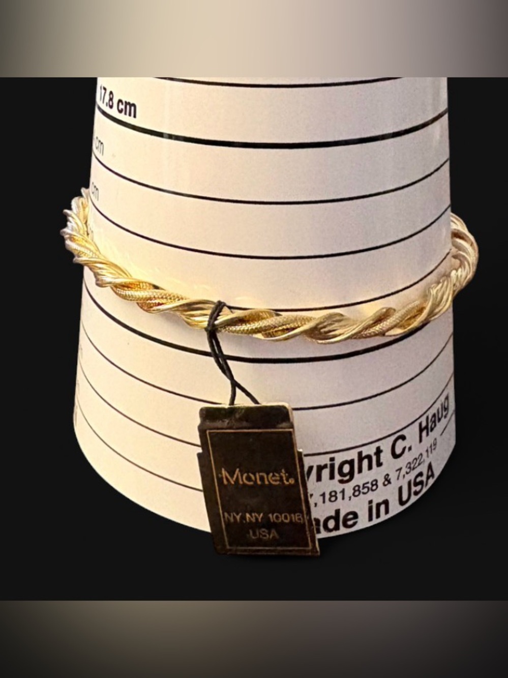 Vintage Monet Gold Twisted Rope Bangle Bracelet NWT